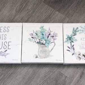 New View Gifts "Bless This House" Three Piece Wall Art Farmhouse Canvas Set